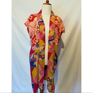Floral patchwork sleeveless kimono